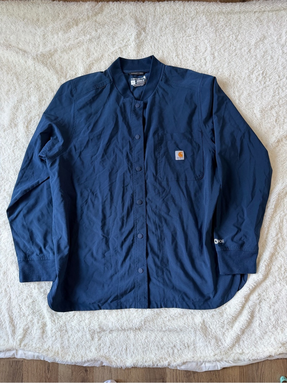 Carhartt Force Modern Fit Navy Lightweight Men’s Shirt Jacket Size L UPF 50+
